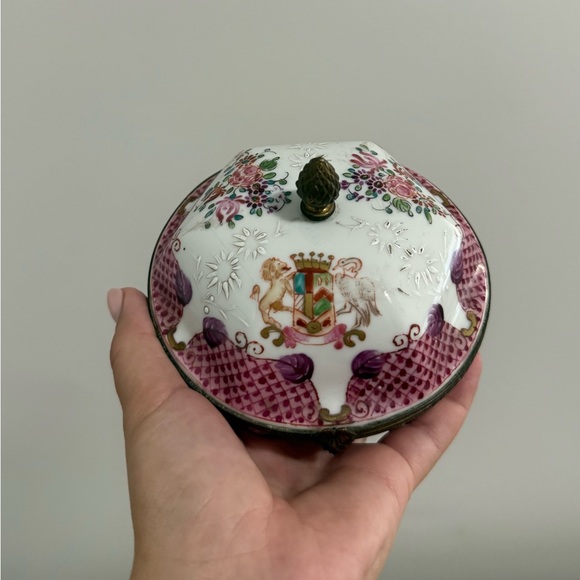 Antique Hand Painted Porcelain Trinket Box